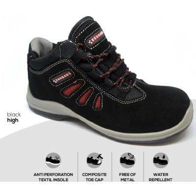 BOTAS DE SEGURANÇA PRETO-VERMELHO S3 BAUHAUS